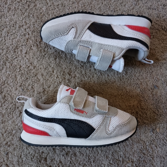 PUMA St Runner Hook & Loop Toddlers Sneaker Size 10 Gray Black Red PRE-OWNED - Picture 1 of 6